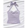 imageSOLY HUX Womens V Neck Halter Tops Open Back Y2k Ruched Floral Metal Summer Going Out Cami TopsSolid Purple