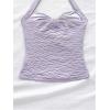 imageSOLY HUX Womens V Neck Halter Tops Open Back Y2k Ruched Floral Metal Summer Going Out Cami TopsSolid Purple