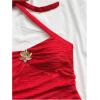 imageSOLY HUX Womens V Neck Halter Tops Open Back Y2k Ruched Floral Metal Summer Going Out Cami TopsSolid Red