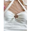 imageSOLY HUX Womens V Neck Halter Tops Open Back Y2k Ruched Floral Metal Summer Going Out Cami TopsSolid White