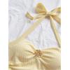 imageSOLY HUX Womens V Neck Halter Tops Open Back Y2k Ruched Floral Metal Summer Going Out Cami TopsSolid Yellow