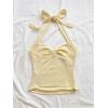 imageSOLY HUX Womens V Neck Halter Tops Open Back Y2k Ruched Floral Metal Summer Going Out Cami TopsSolid Yellow
