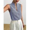 imageSOLY HUX Womens Work Outfits V Neck Sleeveless Blouses Summer Casual Tank Tops Business Office Dressy Striped ShirtsBlack Plaid