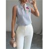 imageSOLY HUX Womens Work Outfits V Neck Sleeveless Blouses Summer Casual Tank Tops Business Office Dressy Striped ShirtsBlue Floral