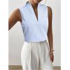 imageSOLY HUX Womens Work Outfits V Neck Sleeveless Blouses Summer Casual Tank Tops Business Office Dressy Striped ShirtsBlue and White