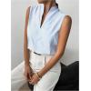 imageSOLY HUX Womens Work Outfits V Neck Sleeveless Blouses Summer Casual Tank Tops Business Office Dressy Striped ShirtsBlue and White
