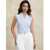 imageSOLY HUX Womens Work Outfits V Neck Sleeveless Blouses Summer Casual Tank Tops Business Office Dressy Striped ShirtsBlue and White