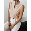 imageSOLY HUX Womens Work Outfits V Neck Sleeveless Blouses Summer Casual Tank Tops Business Office Dressy Striped ShirtsBrown Striped