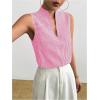 imageSOLY HUX Womens Work Outfits V Neck Sleeveless Blouses Summer Casual Tank Tops Business Office Dressy Striped ShirtsHot Pink Gingham