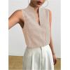 imageSOLY HUX Womens Work Outfits V Neck Sleeveless Blouses Summer Casual Tank Tops Business Office Dressy Striped ShirtsKhaki Gingham