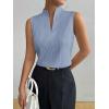 imageSOLY HUX Womens Work Outfits V Neck Sleeveless Blouses Summer Casual Tank Tops Business Office Dressy Striped ShirtsLight Blue