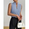 imageSOLY HUX Womens Work Outfits V Neck Sleeveless Blouses Summer Casual Tank Tops Business Office Dressy Striped ShirtsLight Blue