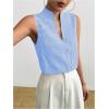 imageSOLY HUX Womens Work Outfits V Neck Sleeveless Blouses Summer Casual Tank Tops Business Office Dressy Striped ShirtsLight Blue Gingham