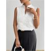 imageSOLY HUX Womens Work Outfits V Neck Sleeveless Blouses Summer Casual Tank Tops Business Office Dressy Striped ShirtsPlain White Floral