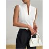 imageSOLY HUX Womens Work Outfits V Neck Sleeveless Blouses Summer Casual Tank Tops Business Office Dressy Striped ShirtsSolid White