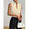 imageSOLY HUX Womens Work Outfits V Neck Sleeveless Blouses Summer Casual Tank Tops Business Office Dressy Striped ShirtsSolid Yellow