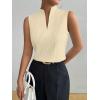 imageSOLY HUX Womens Work Outfits V Neck Sleeveless Blouses Summer Casual Tank Tops Business Office Dressy Striped ShirtsSolid Yellow
