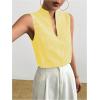 imageSOLY HUX Womens Work Outfits V Neck Sleeveless Blouses Summer Casual Tank Tops Business Office Dressy Striped ShirtsYellow Gingham