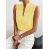 imageSOLY HUX Womens Work Outfits V Neck Sleeveless Blouses Summer Casual Tank Tops Business Office Dressy Striped ShirtsYellow Gingham