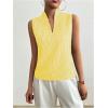imageSOLY HUX Womens Work Outfits V Neck Sleeveless Blouses Summer Casual Tank Tops Business Office Dressy Striped ShirtsYellow Gingham