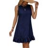 imageSOLY HUX Womens Denim Dress Sleeveless Button Back Ruffle Short Jean Dresses Cute Summer Tank DressDark Wash