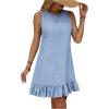 imageSOLY HUX Womens Denim Dress Sleeveless Button Back Ruffle Short Jean Dresses Cute Summer Tank DressLight Blue