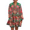 imageSOLY HUX Womens Floral Print Summer Short Dresses Boho Beach Long Sleeve Button Down Flowy Smock DressGreen Floral