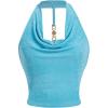 imageSOLY HUX Womens Halter Tops Draped Front Sleeveless Backless Y2K Crop Sexy Cami Tops Going Out Summer OutfitsPlain Light Blue
