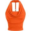 imageSOLY HUX Womens Halter Tops Draped Front Sleeveless Backless Y2K Crop Sexy Cami Tops Going Out Summer OutfitsPlain Orange