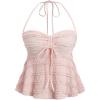 imageSOLY HUX Womens Peplum Halter Crop Tops Y2K Drawstring Tie Ruched Dressy Casual Spaghetti Strap Cami TopPale Pink