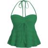 imageSOLY HUX Womens Peplum Halter Crop Tops Y2K Drawstring Tie Ruched Dressy Casual Spaghetti Strap Cami TopSolid Green