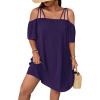 imageSOLY HUX Womens Plus Size Dresses Off Shoulder Short Sleeve Short Dresses Causal Loose Tunic Summer DressSolid Purple
