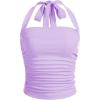 imageSOLY HUX Womens Ruched Halter Y2K Crop Tops Tie Back Sleeveless Slim Fit Cami TopsViolet Purple
