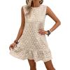 imageSOLY HUX Womens Ruffle Hem Sleeveless Tank Dress Round Neck Casual Smock Summer Mini DressesPlain Beige