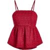 imageSOLY HUX Womens Spaghetti Strap Ruffle Hem Peplum Cami Top Jacquard CamisolePlain Red