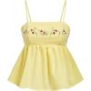 imageSOLY HUX Womens Spaghetti Strap Ruffle Hem Peplum Cami Top Jacquard CamisoleYellow Floral