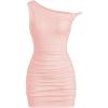 imageSOLY HUX Womens Summer Mini Dresses Off The Shoulder Ruched Bodycon Graduation Dress Sexy Going Out Party Club OutfitsSolid Pink