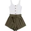 imageSOLY HUX Womens Summer Sleeveless Belted Tank Romper Short JumpsuitWhite Army Green