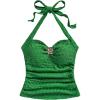 imageSOLY HUX Womens V Neck Halter Tops Open Back Y2k Ruched Floral Metal Summer Going Out Cami TopsSolid Green