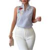 imageSOLY HUX Womens Work Outfits V Neck Sleeveless Blouses Summer Casual Tank Tops Business Office Dressy Striped ShirtsBlue Floral