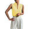 imageSOLY HUX Womens Work Outfits V Neck Sleeveless Blouses Summer Casual Tank Tops Business Office Dressy Striped ShirtsYellow Gingham