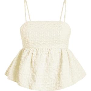 imageSOLY HUX Womens Spaghetti Strap Ruffle Hem Peplum Cami Top Jacquard CamisoleApricot Jacquard