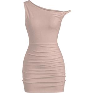 imageSOLY HUX Womens Summer Mini Dresses Off The Shoulder Ruched Bodycon Graduation Dress Sexy Going Out Party Club OutfitsLight Pink