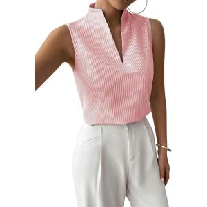 imageSOLY HUX Womens Work Outfits V Neck Sleeveless Blouses Summer Casual Tank Tops Business Office Dressy Striped ShirtsRed Striped
