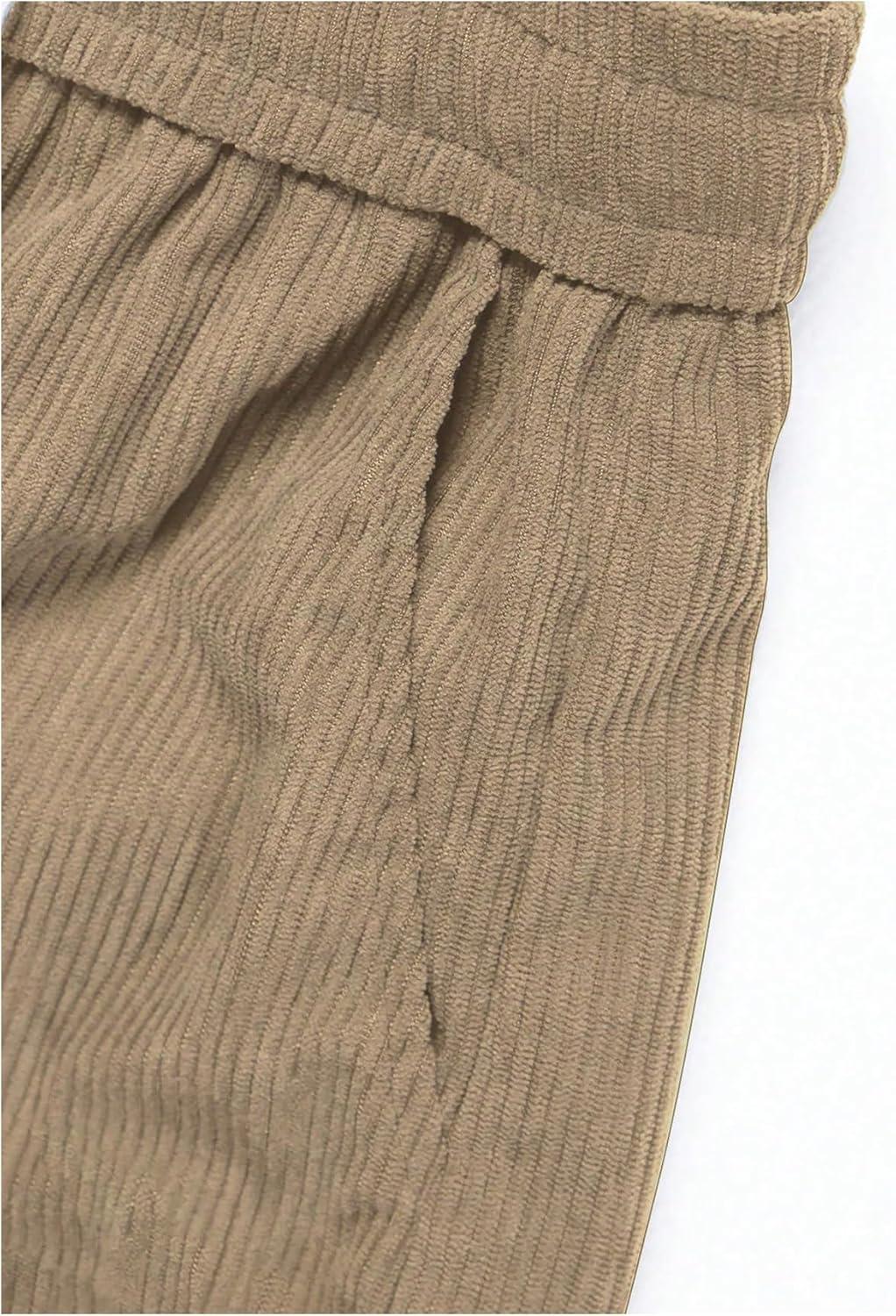 imageSOLY HUX Mens 2 Piece Corduroy Pants Drawstring Elastic Waist Straight Leg Baggy Pants with PocketsKhaki and Green