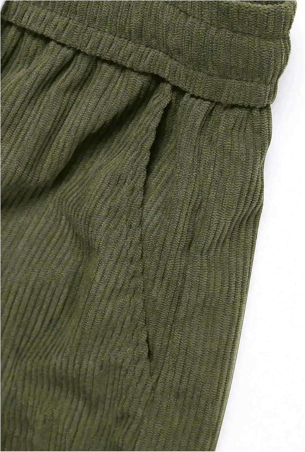 imageSOLY HUX Mens 2 Piece Corduroy Pants Drawstring Elastic Waist Straight Leg Baggy Pants with PocketsKhaki and Green