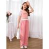imageSOLY HUX Girls Drawstring Waist Baggy Sweatpants Wide Leg Casual Loose Long PantsPure Pink