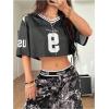 imageSOLY HUX Jersey Shirts for Women Y2k Crop Tops Streetwear Sportswear Short Sleeve TShirt Cute Football Jersey TopBlack 9