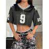 imageSOLY HUX Jersey Shirts for Women Y2k Crop Tops Streetwear Sportswear Short Sleeve TShirt Cute Football Jersey TopBlack 9