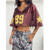 imageSOLY HUX Jersey Shirts for Women Y2k Crop Tops Streetwear Sportswear Short Sleeve TShirt Cute Football Jersey TopBrown 89